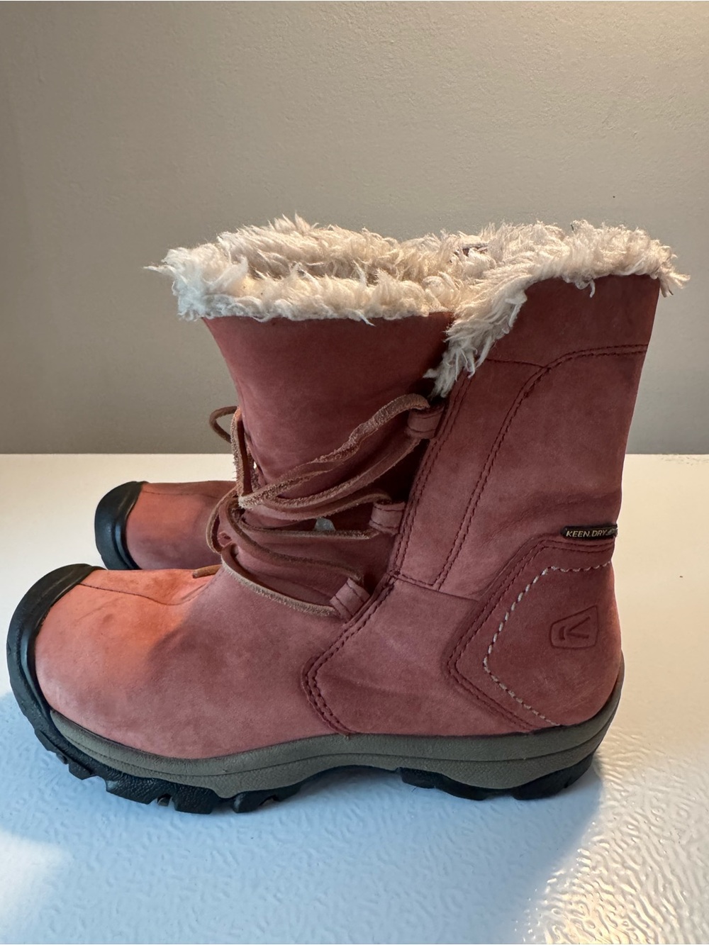 Keen Pink Suede Faux-Fur Winter Boots
